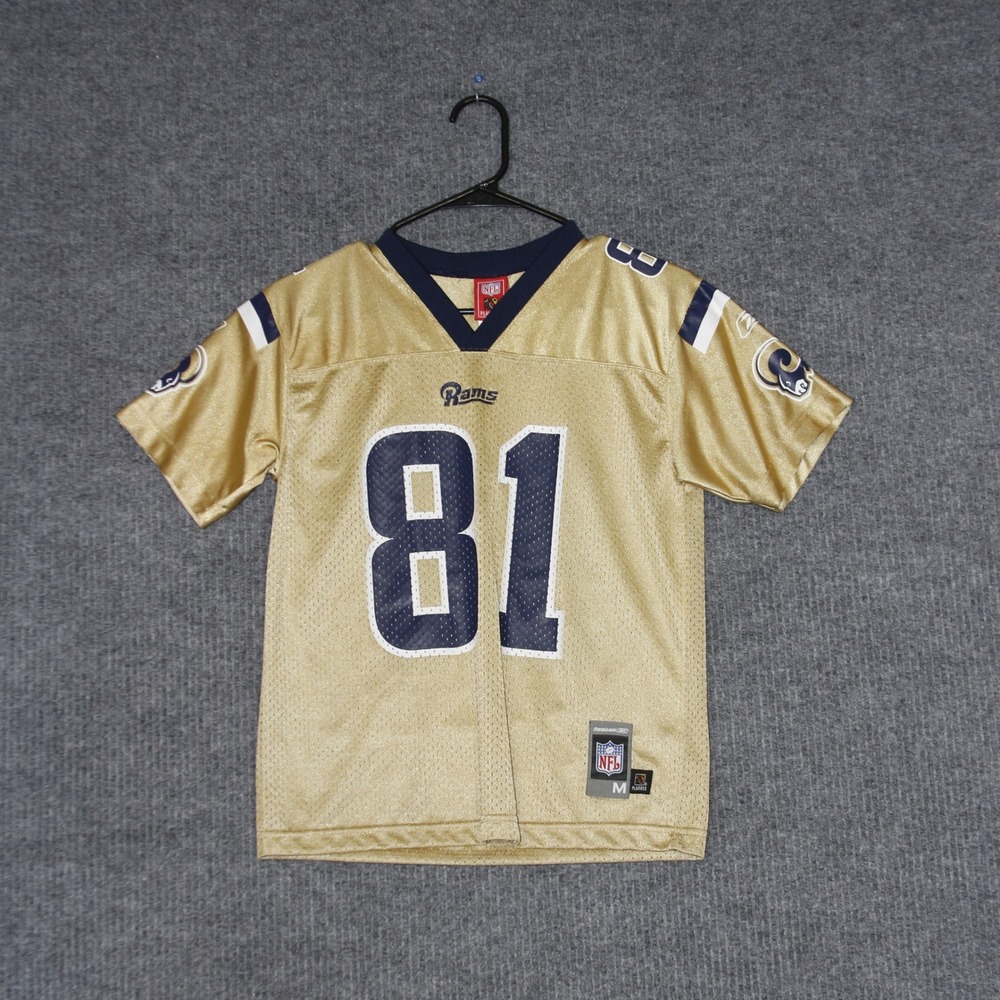 Los Angeles Rams Marshall‎ Faulk Reebok Jersey Boys M 10-12 Gold NFL Football 81